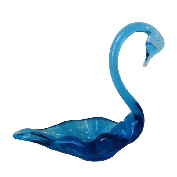 Vintage Hand Blown Art Studio Blue Swan Candy Dish - Picture 2 of 6